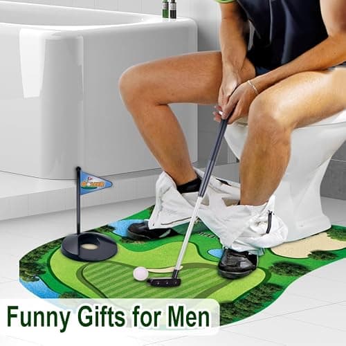 Toilet Golf Game, Funny Golf Gifts for Men Dad Husband Boyfriend Brother, Mini Potty Golf Set Bathroom Humour Joke Gifts, White Elephant Gifts for Adults, Novelty Gag Secret Santa Gifts - Green thumbnail 2
