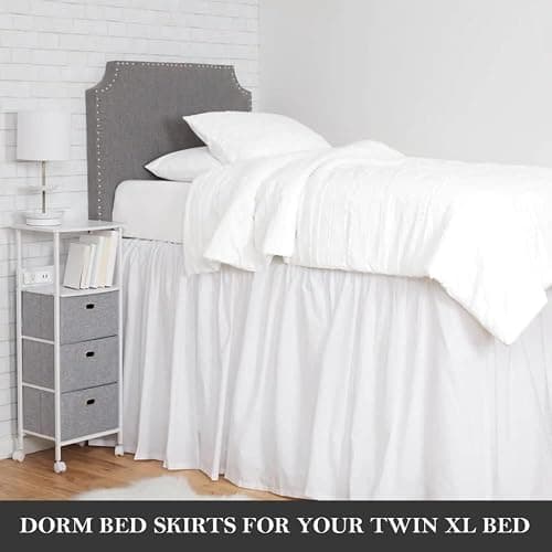 Crown Collection 30 Inch Drop Twin XL Size Dorm Bed Solid Bed Skirt Stylish Ruffled Pattern Split Corner Easy Fit Easy Care Fade & Wrinkle Resistant- Micorfiber Fit thumbnail 5