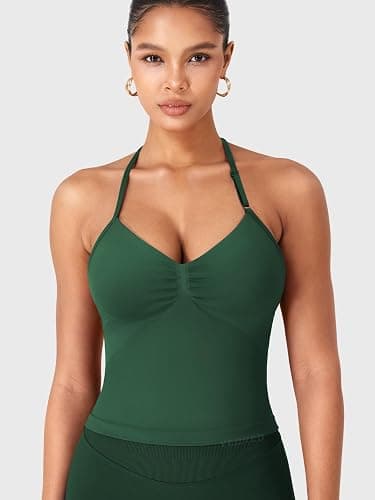 YEOREO SoftHue Impact Longline Strappy Top Women's Halter Workout Tank Tops Backless Gym Longline with Adjustable Strap thumbnail 3