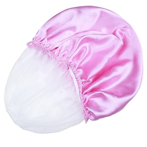 Shower Caps for Women, 4 PCS Elastic and Reusable Bath Caps, Double Waterproof Layers Shower Cap, Bathing Shower Caps, Environmental Protection Hair Bath Hat - Solid Color thumbnail 8