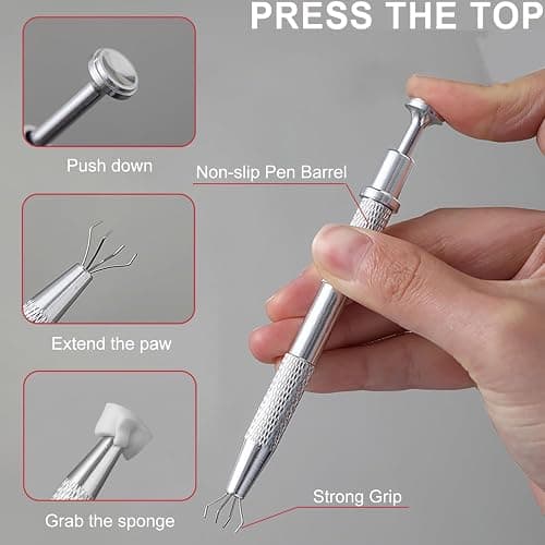 Nagelkunst Schwammpinsel,200 Stück Nail Art Schwämme mit Metallgreifer,Nagels Zubehör Sponge,Nagel Pinsel,Maniküre Zubehör für Nägel,um eine Vielzahl von Gradient Nail Art Patterns zu Erstellen thumbnail 4