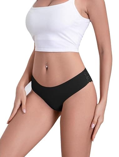 voenxe Women Bikini Brief Underwear,Soft Comfy Lace Ladies Panty,Silky Sheer Hipster Panties,Low Rise Multipack Undies,5 Pack thumbnail 6
