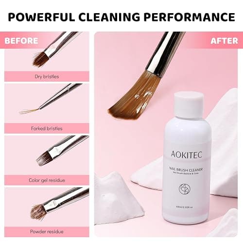 Aokitec Acrylic Nail Brush Cleaner: 60 ml Acrylic Brush Monomer Liquid Cleaner Castor Oil Nail Brush Cleaner Conditioner Restorer, Effective Cleaning & Care for Nail Techs and DIY thumbnail 3