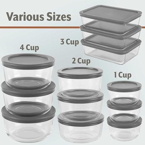 24pc Set Glass Food Storage Containers & Bowls with Airtight Lids - Leakproof BPA-Free Meal Prep Airtight Stackable Lunch Boxes, Kitchen Pantry & Storage Organizers - Microwave Freezer Dishwasher Safe thumbnail 5