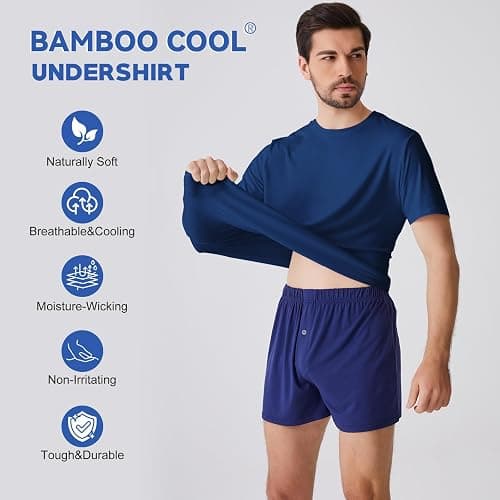 BAMBOO COOL Men's Undershirt Moisture-Wicking T-Shirts Stretch Crewneck Soft Tees for Men,3 Pack thumbnail 4