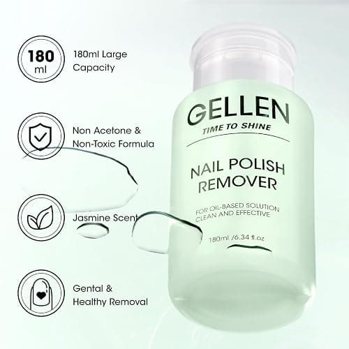 Gellen Nail Polish Remover with Lint Free Nail Wipes, 6.1 Fl.Oz Non Acetone Polish Remover Jasmine Scent, 200PCS Soft Non-Woven Nail Polish Remover Pads in One Kit for DIY at Home Salon Nail Supplies thumbnail 2
