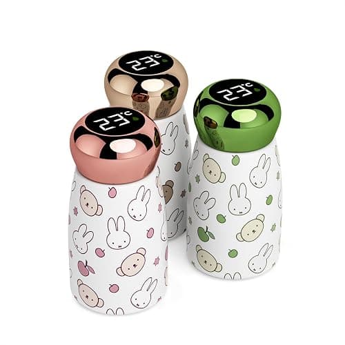 Miffy x MIPOW 3-Pack LED Temperature Display Thermal flask, 8oz (230ml) Smart Vacuum Insulated Stainless Steel Water Bottles, Portable Mini Coffee Mug for Travel, Office, Gym (Brown, Pink, Green) thumbnail 3