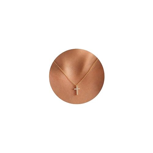 Fesciory Cross Necklace for Women, 14K Gold Plated Cross Pendant Dainty Layered Chain Necklace Jewelry Gifts - Image 1