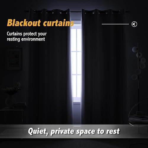 Anytime Double Layer Blackout Curtains 2 Panels，52Wx63L，Greyish White | Sheer And Fabric Window Drapes Grommet Top Solid Color Bedroom Living Room Home Decor thumbnail 4