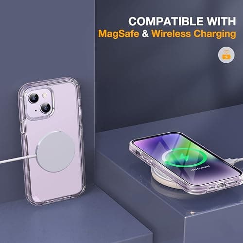 Miracase Compatible with iPhone 14 Case 6.1 inch, [Built-in Glass Screen Protector + Camera Lens Protector] Full Body Rubber Bumper Clear Back Case Cover (Clear) thumbnail 6