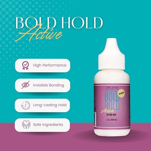 The Hair Diagram - Bold Hold Active Reloaded - Strong Hold Glue for Wigs and Hair Systems - Invisible Bonding - Formulated for Oily Skin - Non Toxic - Humidity Resistant & Water- Resistant -1.3oz thumbnail 2