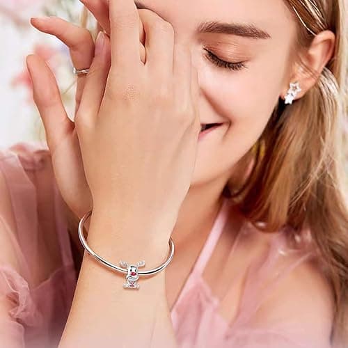 OutstandLong Christmas Holiday Season Charms for Pandora Bracelets Snowflake Santa Claus Home Moose Tree Candy Cane Snow Globe thumbnail 6