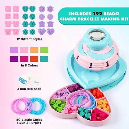 DPAPDI Pop Style Bracelet Making Kit for Girls, 192 Beads Jewelry Maker with No-Knot Design & Carry Case, Creative Arts Crafts Gift for Kids Ages 6 7 8 9 10 11 12 thumbnail 2