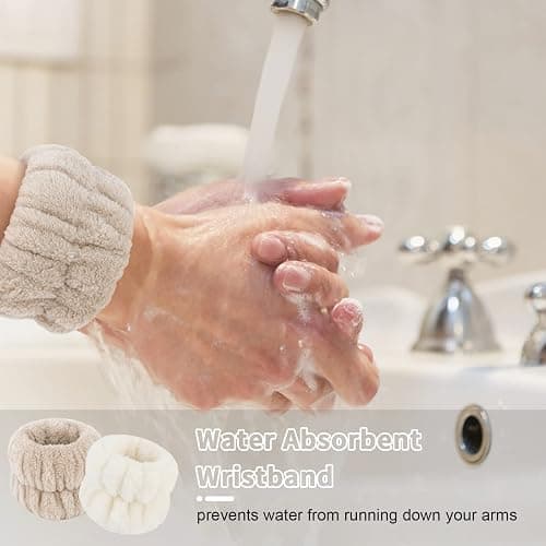 WHAVEL 6PCS Spa Headband and Wristbands Set, Face Wash Headband Wrist Bands for Washing Face Makeup Skincare Hair Band Skin Care Accessories Tools thumbnail 3