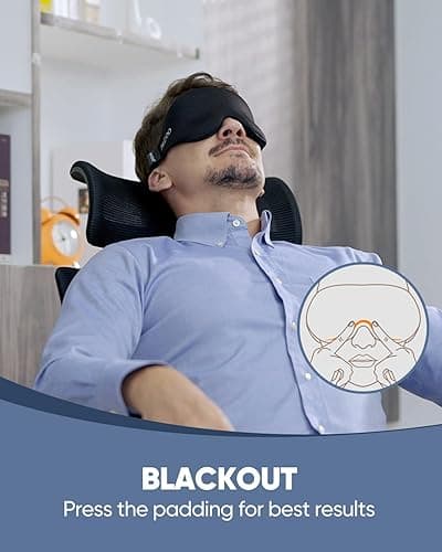 MZOO Sleep Eye Mask for Side Sleeper Men Women, Zero Eye Pressure 3D Sleeping Mask, Light Blocking Patented Design Night Blindfold, Soft Eye Shade Cover for Travel, Black thumbnail 5