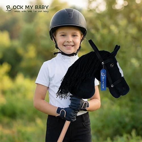 ROCK MY BABY Hobby Horse Plush Stuffed Stick Horse with Award Ribbon for Boys and Girls 3+ Fun Toys for Pretend Play (Black) CPC Certified thumbnail 2