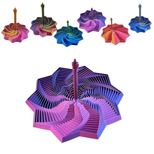 3D Printed Fidget Star Toy, Transformable Stress Relief Finger Toy with Knob Handle for Adults & Kids, 10.6cm Anti-Anxiety Sensory Play Middle Finger Handle (Red and Blue, 3.5in) - Image 1