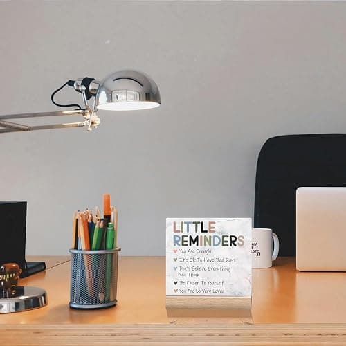 Inspirational Office Desk Decor, Little Reminders Desk Sign, Motivational Gifts for Women, Cute Home Office Decorations for Work, Positive Quotes for Teacher Decorative Sign, Fun Cubicle & Table Decor Signs thumbnail 5
