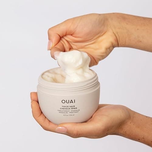 OUAI Thick Hair Bundle - Almond & Olive Oil & Keratin Conditioner, Shampoo & Treatment Masque - Paraben, Phthalate & Sulfate-Free Care (Conditioner & Shampoo 10 Oz each, 8 Fl Oz Masque) thumbnail 4