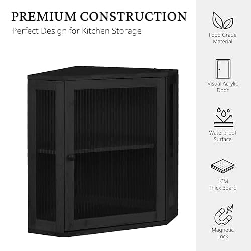 BRONYPRO Double Layer Corner Bread Box for Kitchen Counter with Height-adjustable Partition, Large Black Bamboo Wooden Bread Box for Multiple Loaves, Modern Breadbox for Kitchen Countertop thumbnail 6