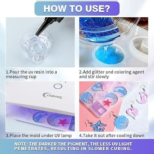 OSBANG Crystal Clear Hard UV Resin Upgraded Formula Ultraviolet Fast Curing for Jewelry Making Craft Decoration, Hard Transparent Glue Solar Cure Sunlight Activated Resin Casting & Coating（300g） thumbnail 6