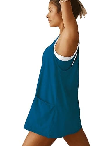 Womens Athletic Dress Hot Shot Mini Dress Built in Shorts Summer Workout Romper Dress 2025 Trendy Outfit thumbnail 5
