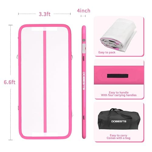 DOBESTS Gymnastics Mat Inflatable Tumble Track Tumbling Mat 6.6ft/10ft/13ft/16ft/20ft,for Home Use Training Yoga Cheerleading with Air Pump thumbnail 2