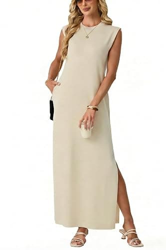 GRECERELLE Women's 2026 Summer Fall Round Neck Anti-Pilling Shift Sweater Maxi Dress with Pockets for Business Casual - Image 1