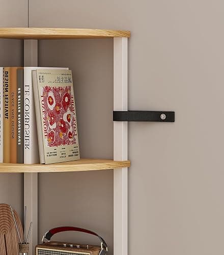 Corner Shelf, 6-Tier Corner Bookshelf, Industrial Corner Ladder Shelf, DIY Storage Shelves, Rustic Display Shelf for Living Room, Bedroom, Kitchen, Home Office, White and Nature Wood Color UJSJ004Q thumbnail 9