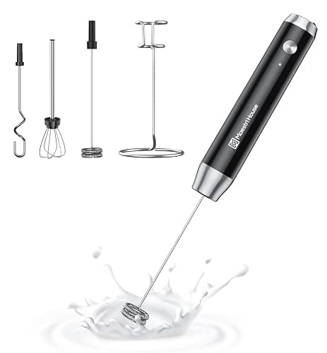 Maestri House Rechargeable Milk Frother with 3 Heads, LunaFro AS Handheld Electric Foam Maker Waterproof Detachable Stainless Steel Whisk Drink Mixer Foamer with Stand for Lattes, Cappuccino, Egg - Image 1