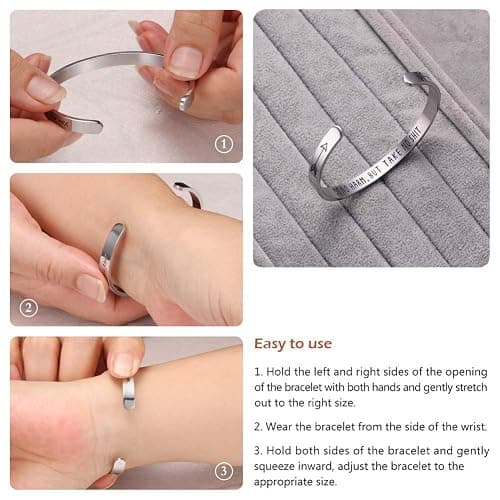 Fesciory Inspirational Bracelets for Women,Stainless Steel Engraved Personalized Positive Mantra Quote Keep Going Cuff Bangle College Graduation Christmas Gifts for Her thumbnail 5