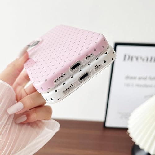 Yeddabox for iPhone 13 Case Cute Polka Dot Phone Case Soft TPU Slim Shockproof Phone Cover for Women Girls, Pink thumbnail 5