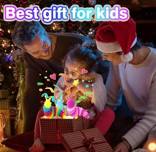 Kabvy Sensory Slug Fidget Toys 6 Pack - Sensory Toys for Autism, ADHD, Anxiety and Stress Relief, Valentines Day Gift for Kids Toddlers Girls and Boys thumbnail 7