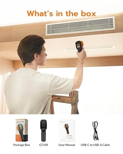 AccuMEMS GT14S Thermal Imaging Camera with Thermometer Mode, Ultra-Light 240g, -4°F~1022°F Range, 14H Runtime, Live Tracking with Edge-Enhanced Display, Infrared Camera for HVAC/Electrical Inspection thumbnail 9