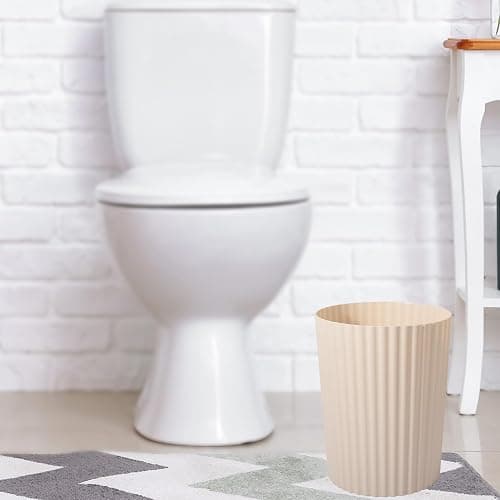JiatuA Small Trash Can Plastic Wastebasket Round Garbage Container Bin for Bathroom, Kitchen, Bedroom, Home Office, College Dorm, Beige thumbnail 6