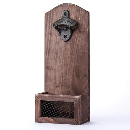 Bottle Opener with Cap Collector Catcher,Vintage Wooden Wall Mounted Bottle Opener，Ideal Gift for Men and Beer Lovers, Use as Bar Decoration. thumbnail 3
