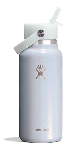 Hydro Flask Water Bottle - Insulated Stainless Steel - Wide Mouth Flex Straw Lid, Non-Spill, Leakproof and Refillable in 32 Oz Glimmer Blue - Image 1