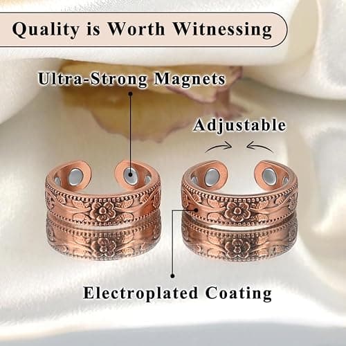 Vicmag Copper Magnetic Rings for Women & Men, 4X Strength Magnet Adjustable | 99.9% Pure Copper Thumb Ring For Finger, Powerful Magnets, Adjustable, Jewerly Present thumbnail 4