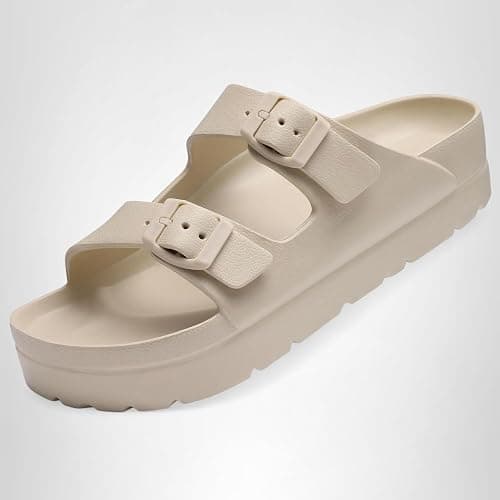 Goosecret Women's Comfortable Arch Support Walking Platform Sandals | Lightweight Chunky Slip-On Foam Slides with Adjustable Buckle, Sandals for Beach and Daily Wear thumbnail 8
