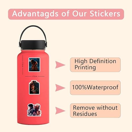 60pcs Movie Stranger Things 5 Stickers for Girl Waterproof Decal for Water Bottle,Adult Teen Kids Travel Case, Laptop, Guitar, Skateboard, Phone, Computer, Bike, Notebook, Helmet thumbnail 8