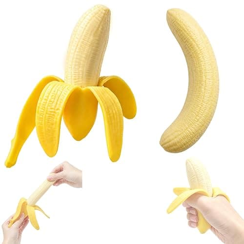 2 Pcs Banana Squishy, Realistic Scented Squishy Banana Toy Slow Rising, Soft Squeeze Toys Banana for Stress Relief, Fun Sensory Fidget Toy for Party Favors Birthday Gift - Image 1