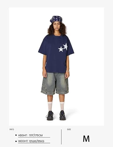 Aelfric Eden Star Graphic Tees Unisex Oversized Tshirts Casual Summer Baggy Streetwear Tops thumbnail 2