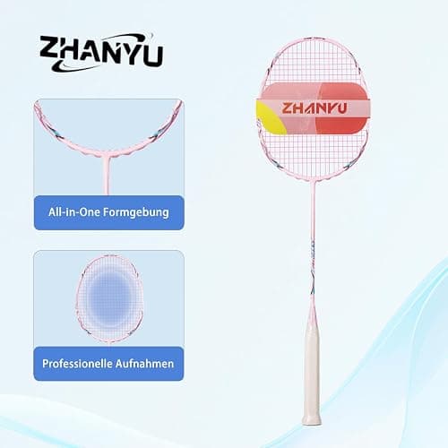 Badminton SchläGer Profi，Badminton SchläGer,Professionelle Ausbildung Unterhaltung Federball Set Mit 82 Gramm Kohlefaser,Bestehend Aus 2 Raketten,2BäLlen Und 1 Tasche(Fd01) thumbnail 2