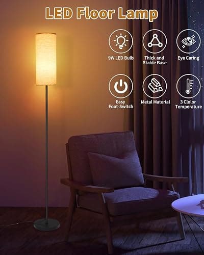 LEAZZLE Lampadaire sur Pied Salon,2700K-5500K Température de Couleur&Gradation Continue,Lampe pied LED moderne,Lampadaire Salon Dimmable avec Synchronisation Musicale pour Chambre,Étudier,Bureau thumbnail 3