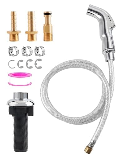 Hygie Rinse Universal Kitchen Sink Faucet Sprayer Head Attachment Compatible with Moen Faucet Sprayer Replacement, Kitchen Sink Side Sprayer with Transparent Hose/Holder, Chrome - Image 1