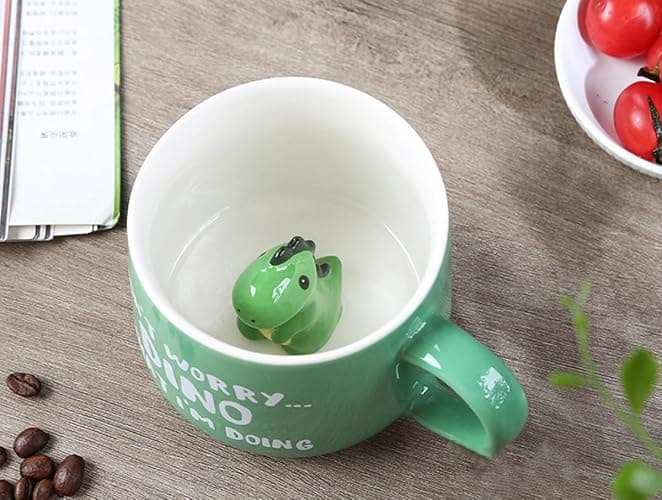 Biigming Tasse Dinosaure 3D Mug en Céramique avec Motif Animal à l'intérieur 350ml Faite à la Main Tasse à café Cadeaux pour Noël Anniversaire Fête Enfants(Dinosaure) thumbnail 5