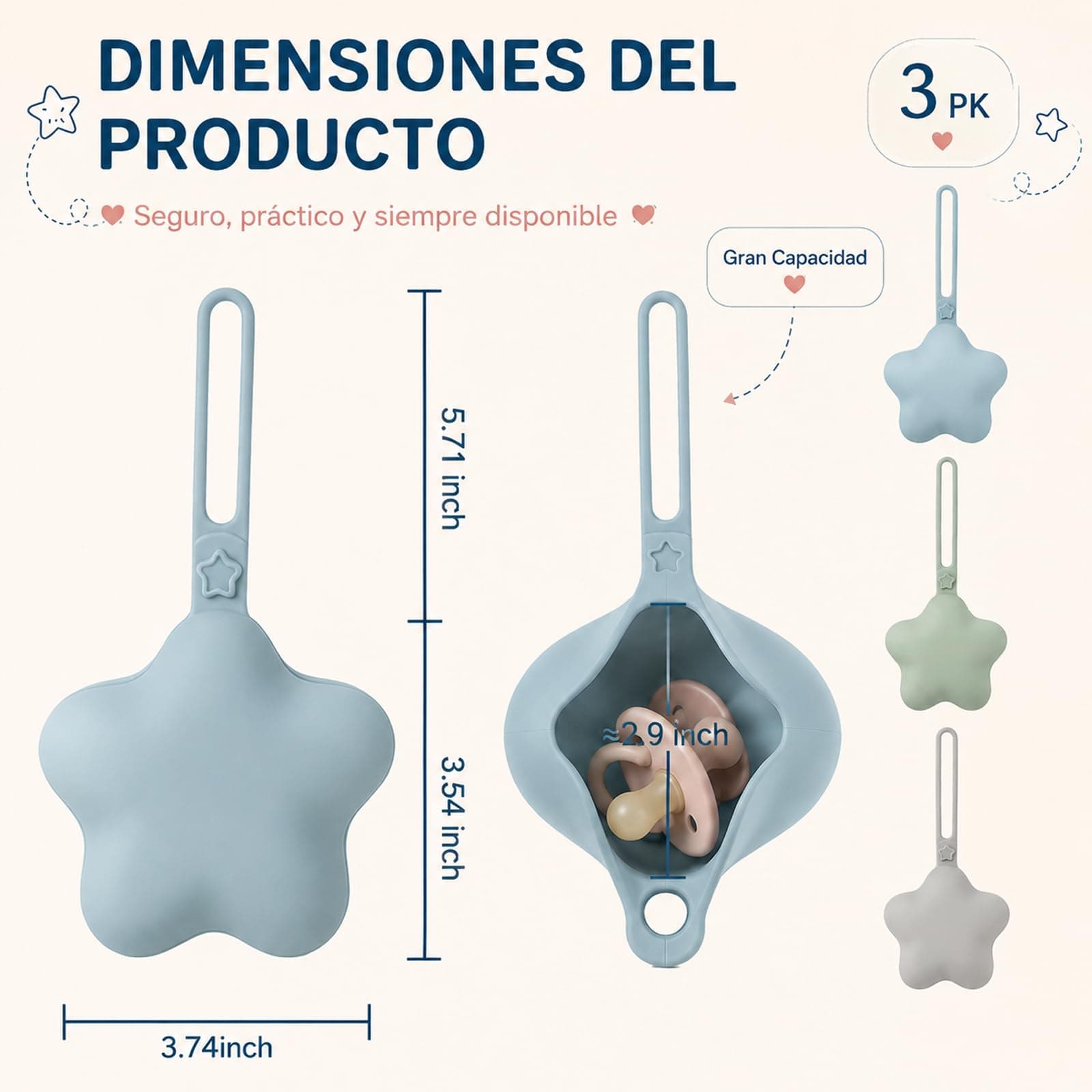 Paquete de 3 Estuche para Chupón, Funda de Silicona para Chupete, Porta Chupones Portátil para Niños，Seguro y Resistente Al Calor, Apto para Lavavajillas, Adecuado para Interacción Al Aire Libre thumbnail 8
