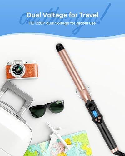 1 Inch Extra Long Barrel Curling Iron, Ceramic Tourmaline Curling Wand Professional Dual Voltage thumbnail 7