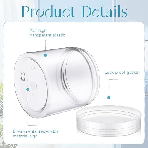 SATINIOR 100 Pcs Plastic Jars with Lids Small Containers Lids Wide Mouth Small Plastic Containers for Lotion Cream Rhinestones Body Butters Travel Storage(6 oz, Clear) thumbnail 5