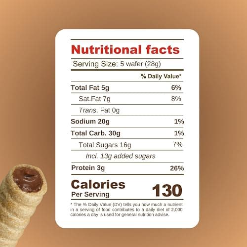 Pirucream Rolled Wafers with Chocolate Hazelnut, Organic Alkaline 100% Cocoa – No Trans-Fat, Preservatives, Colorants or Additives and without Palm Oil (300Gr/ 10.58Oz each one – 1 Pack Tin) thumbnail 4